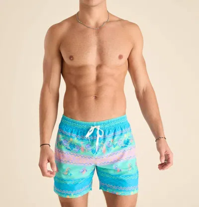 Chubbies Neptune's Weekend Wears 5.5" Classic Swim Trunks In Teal Printed Stripe In Blue