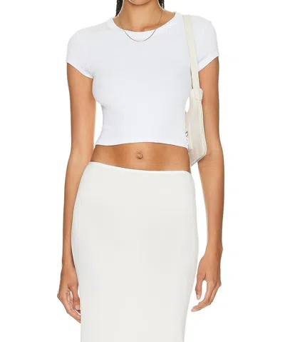Enza Costa Women's Cropped Cap Sleeve T-shirt In White