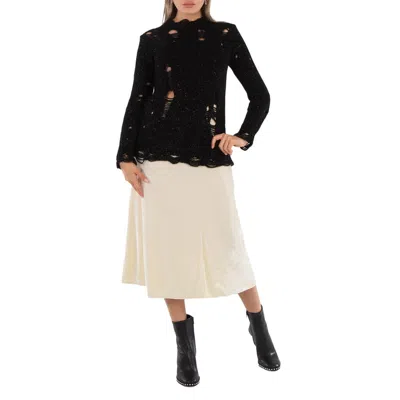 Jil Sander Ladies Cosmic Latte Low Waist Velvet A-line Midi Skirt, Brand Size 34 (us Size 2)