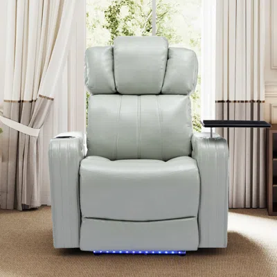 Streamdale Furniture Streamdale Pu Leather Power Recliner W/ Cooling Cup Holder, Bluetooth & Usb