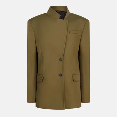Attico Green Jacket With Asymmetric Closure On The Front In Green