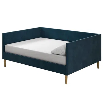 Hivvago Full Size Modern Navy Blue Upholstered Daybed
