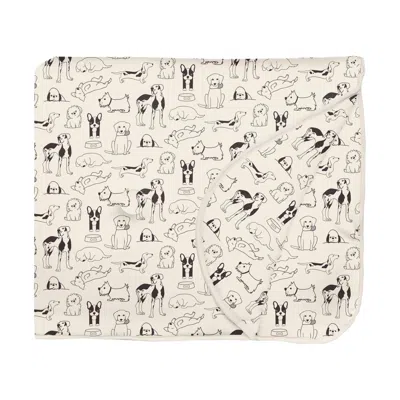 Kickee Fluffle Throw Blanket In Embroidery Natural Dogs