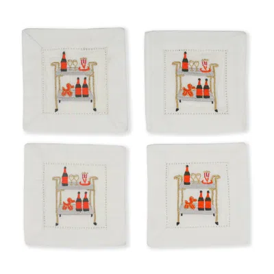 Tiramisu Bar Cart Bliss Cocktails Embroidered Napkins