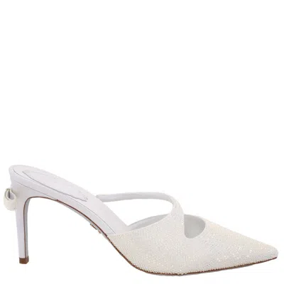 René Caovilla Rene Caovilla Crystal-embellished Satin Mules