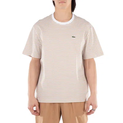 Lacoste Striped Crew Neck Cotton T-shirt In Multi