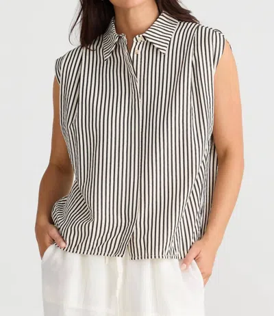 Brave + True Charlie Shirt In White/ Black Stripe