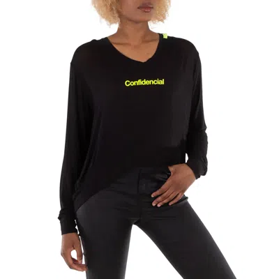 Marcelo Burlon County Of Milan Ladies Black Confidential T-shirt In Black