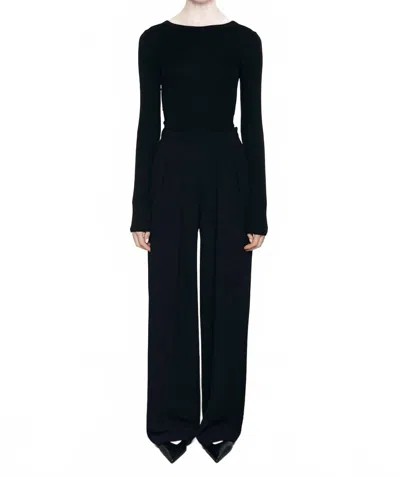 Enza Costa Tencel Cashmere Baby Rib Long Sleeve Crew Top In Black