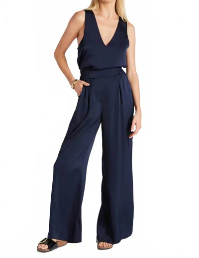 Bishop + Young Satin Dori Pants In Navy In Blue