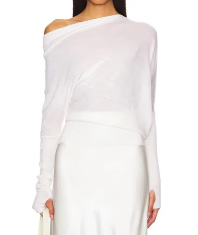 Enza Costa Tissue Cashmere Slouch Sweater In White