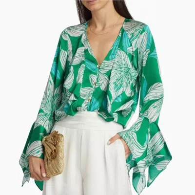 Ramy Brook Savanna Floral Long Sleeve Blouse In Sea Green Lily Print In Multi
