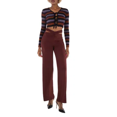 Marine Serre Ladies Brown Cross-waist Fluid Trousers