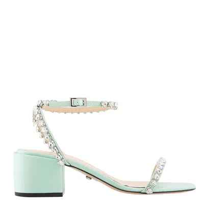 Mach&mach Audrey Rhinestone-embellished Sandals In Green