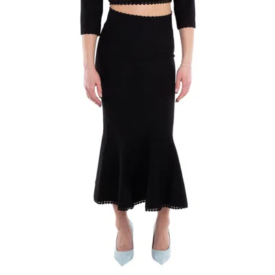 Victoria Beckham Vb Body Scalloped Midi Skirt In Black
