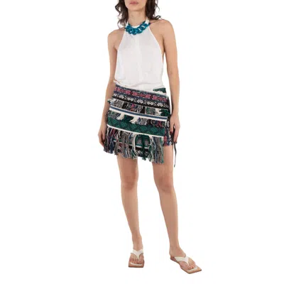 Sacai Ladies Multicolor Rug Jacquard Shorts In Green