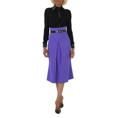 Moschino Ladies Purple High Waist Belted Skirt In Purple