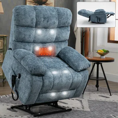 Streamdale Furniture Streamdale Lift Recliner Heat Massage Dual Motor Infinite Position Blue