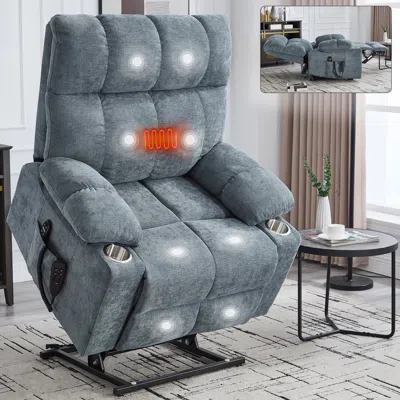 Streamdale Furniture Streamdale Grey Power Lift Recliner Massage/heat
