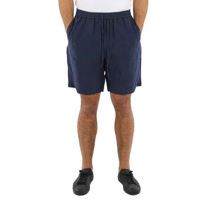 Emporio Armani Linen Shorts In Blue