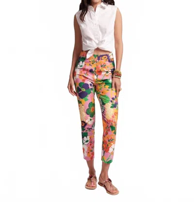 Frances Valentine Lucy Cotton Stretch Pant In Botanical Bash In Multi