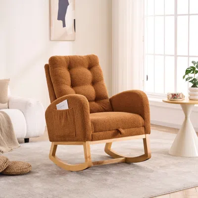 Streamdale Furniture Streamdale Caramel Rocking Chair With Footrest