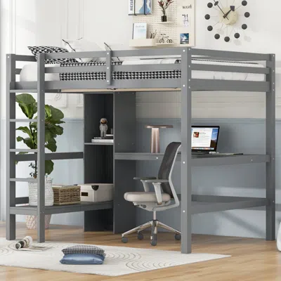 Streamdale Furniture Streamdale Full Size Loft Bed With Multifunction Shelves And Under-bed Desk
