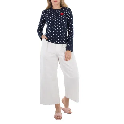 Cdg Play Long Sleeve Polka Dot Heart Embroidered T-shirt In Multi