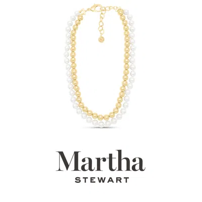Martha Stewart Pearl And Gold Ball Necklace In Gold For Women