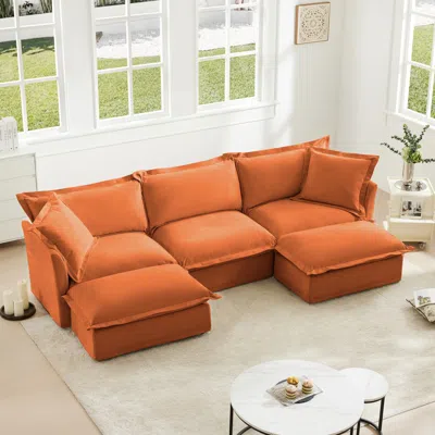 Streamdale Furniture Streamdale Slipcovered U Shape Sectional Sofa With Pillows