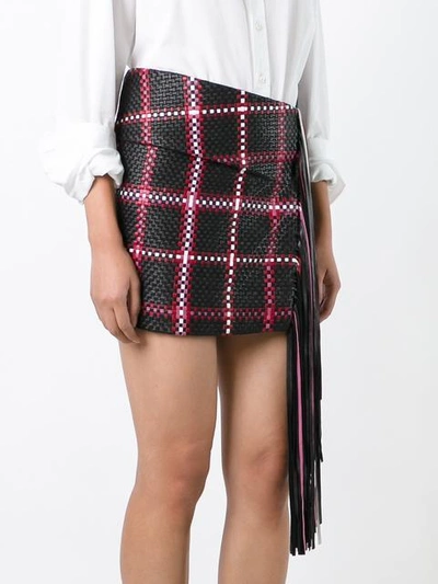Magda Butrym Woman Santa Fe Fringed Woven Leather Mini Skirt Black ...