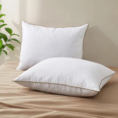 Puredown Luxury Goose Feather Pillow - Hypoallergenic 100% Polyester Cover & Premium Fill For Restful Sleep In White