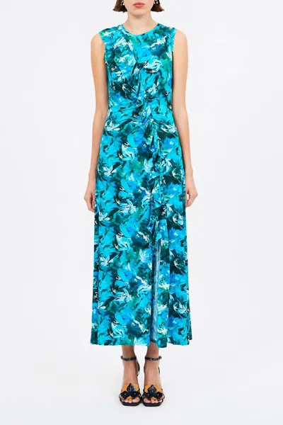 Ulla Johnson Elise Ruffled Printed Jersey Maxi Dress In Azul