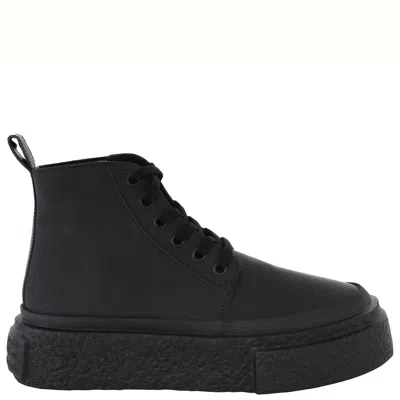 Mm6 Maison Margiela Mm6 Oversized Sole High-top Leather Sneakers In Black