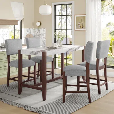 Streamdale Furniture Streamdale 5-piece Faux Marble Counter Height ...
