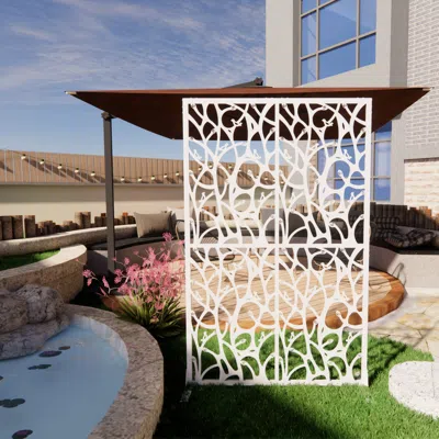 Streamdale Furniture Streamdale White Bird Metal Privacy Screen 3.8x6ft