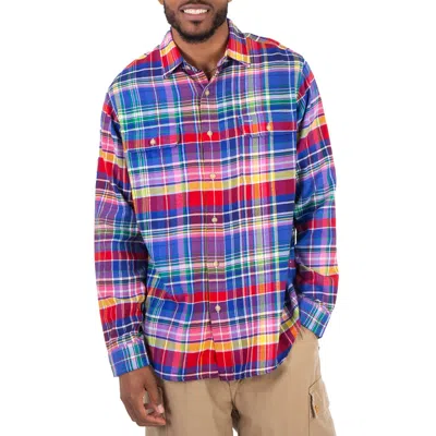 Polo Ralph Lauren Custom Fit Striped Check Shirt In Blue