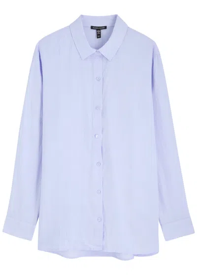 Eileen Fisher Stripe Organic Cotton Button-up Shirt In Blue