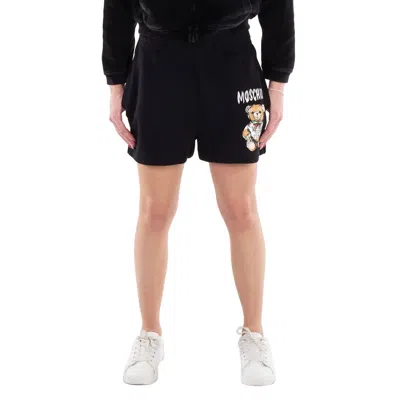 Moschino Logo Printed Elasticated-waist Shorts In Black