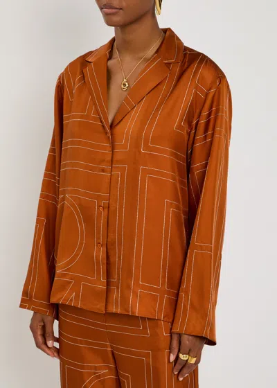 Totême Toteme Logo-embroidered Silk-satin Shirt