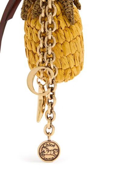 Chloé Chloe Pineapple Raffia Bag Charm In Gold