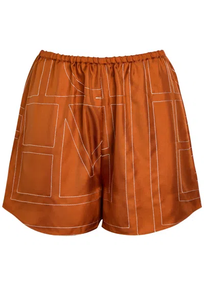 Totême Toteme Logo-embroidered Silk-satin Shorts