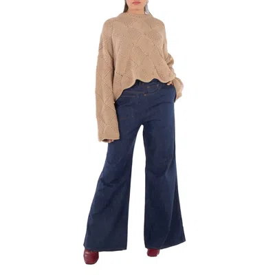 Kolor Ladies Blue Wide Flare Denim Jeans, Brand Size 3 (large) In Brown