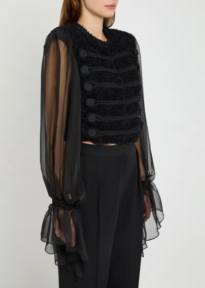 Balmain Edge-to-edge Tweed And Chiffon Jacket