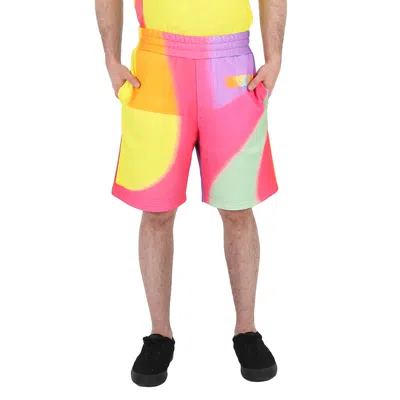 Moschino Multi Rainbow Print Cotton Sweat Shorts In Multi