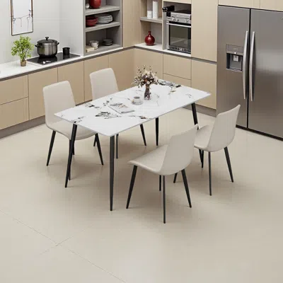 Streamdale Furniture Streamdale Sintered Stone Dining Table With 4 Chairs