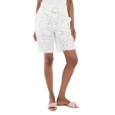 Zimmermann Ladies Ivory Belted Lace Knee-length Shorts