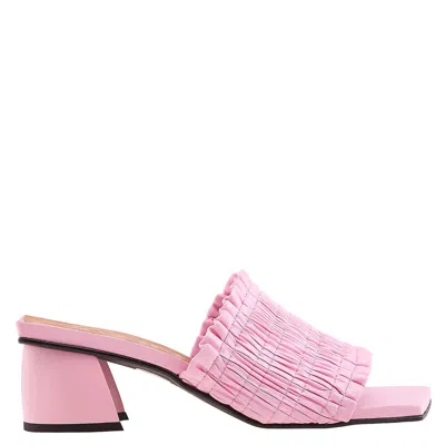 Ganni Ladies Light Lilac Kitten Heel Smock Mules