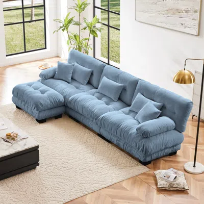 Streamdale Furniture Streamdale Luxury Modular Sectional Sofa - Chenille Blue