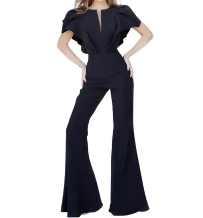 Jovani Short Sleeve Jumpsuit In Black In Black